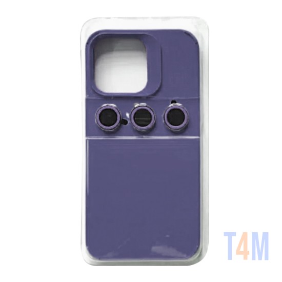 Capa de Silicone com Conjunto de Vidro de Câmera Separado para Apple iPhone 14 Pro Max Azul